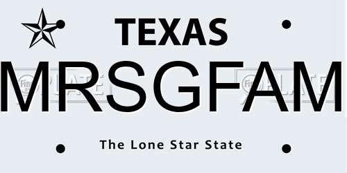 MRSGFAM Texas License Plate