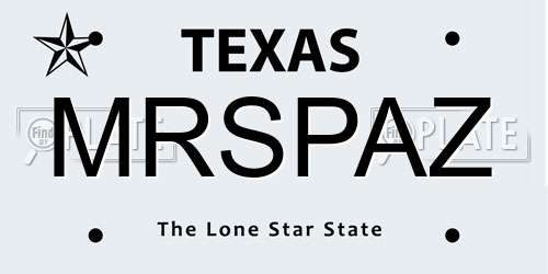MRSPAZ Texas License Plate