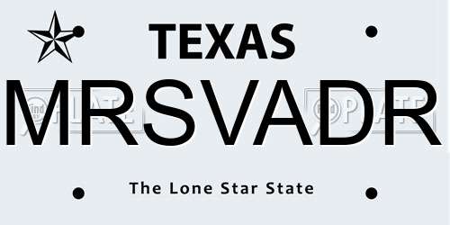 MRSVADR Texas License Plate