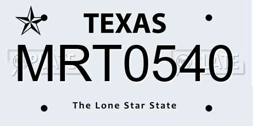 MRT0540 Texas License Plate