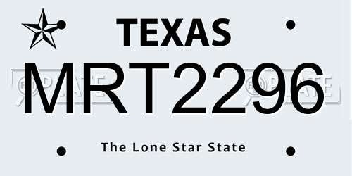 MRT2296 Texas License Plate