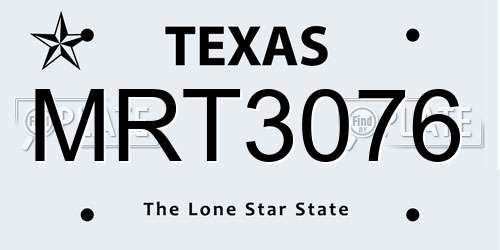 MRT3076 Texas License Plate