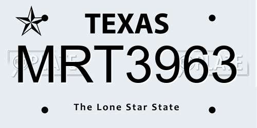 MRT3963 Texas License Plate