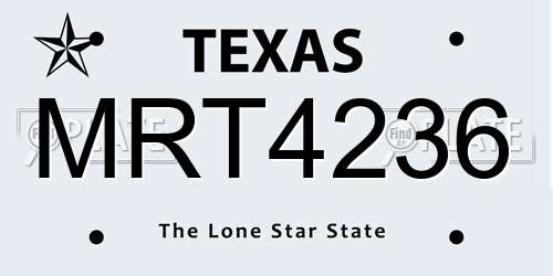 MRT4236 Texas License Plate