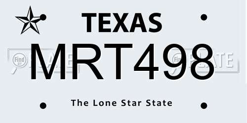 MRT498 Texas License Plate