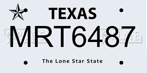 MRT6487 Texas License Plate