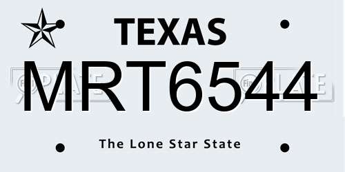 MRT6544 Texas License Plate