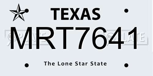 MRT7641 Texas License Plate