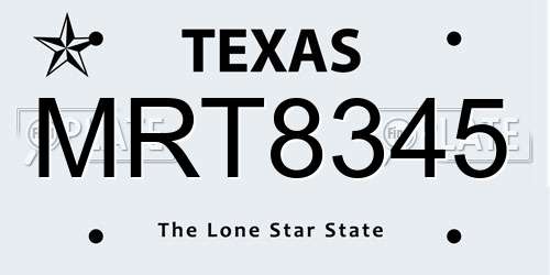 MRT8345 Texas License Plate