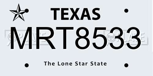 MRT8533 Texas License Plate