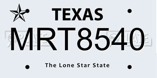 MRT8540 Texas License Plate