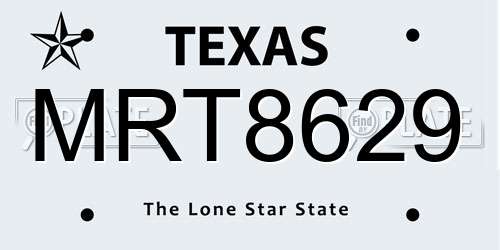 MRT8629 Texas License Plate