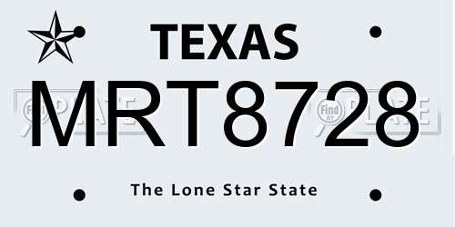 MRT8728 Texas License Plate
