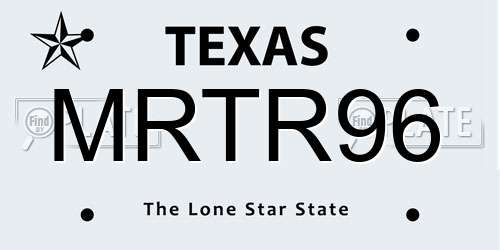 MRTR96 Texas License Plate