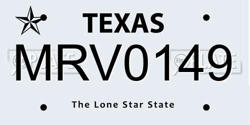 MRV0149 Texas License Plate