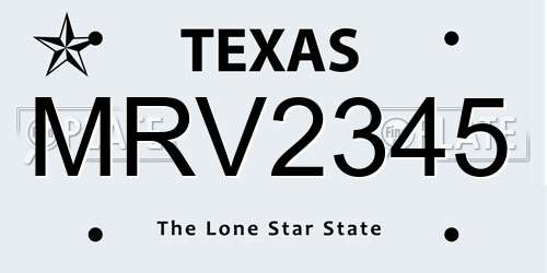 MRV2345 Texas License Plate