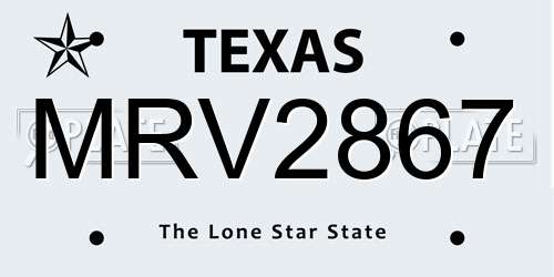 MRV2867 Texas License Plate