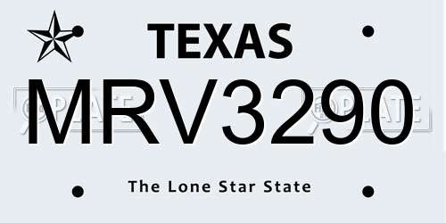 MRV3290 Texas License Plate