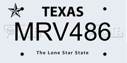 MRV486 Texas License Plate