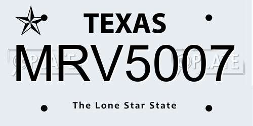 MRV5007 Texas License Plate