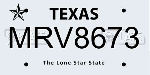 MRV8673 Texas License Plate
