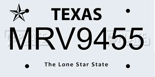 MRV9455 Texas License Plate