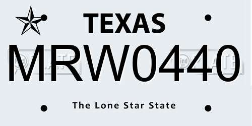 MRW0440 Texas License Plate