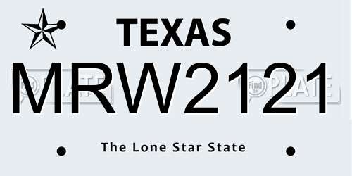 MRW2121 Texas License Plate