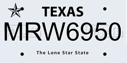 MRW6950 Texas License Plate