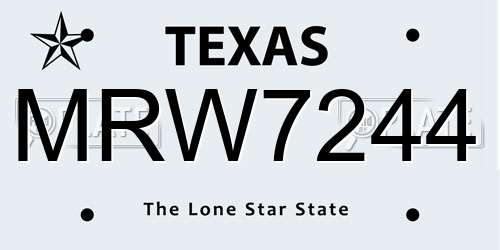 MRW7244 Texas License Plate