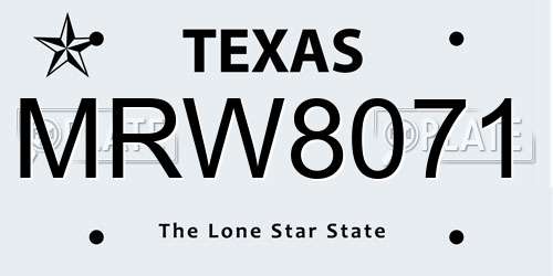 MRW8071 Texas License Plate