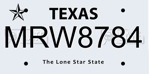 MRW8784 Texas License Plate