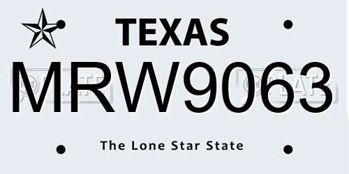 MRW9063 Texas License Plate