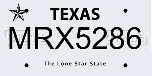 MRX5286 Texas License Plate