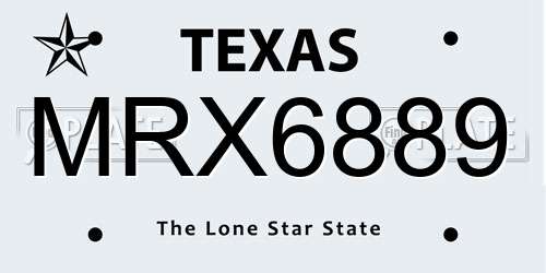 MRX6889 Texas License Plate