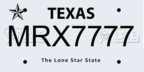 MRX7777 Texas License Plate