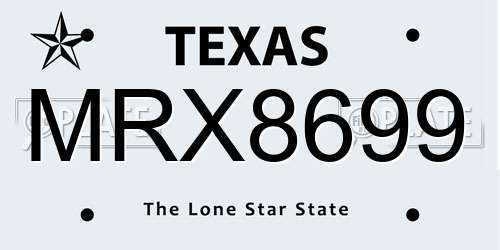 MRX8699 Texas License Plate