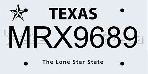 MRX9689 Texas License Plate
