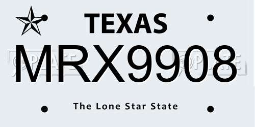 MRX9908 Texas License Plate