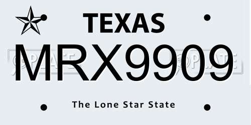MRX9909 Texas License Plate