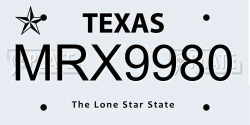 MRX9980 Texas License Plate
