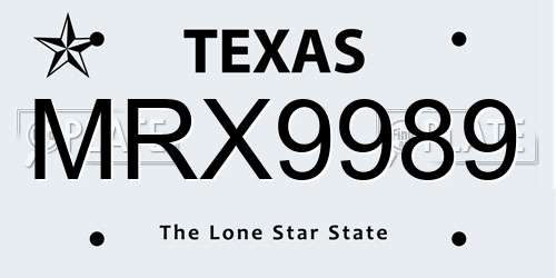 MRX9989 Texas License Plate