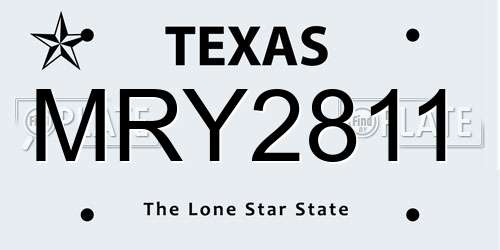 MRY2811 Texas License Plate