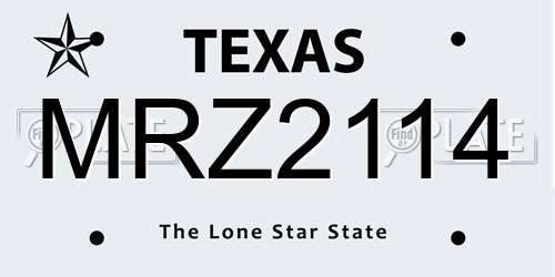 MRZ2114 Texas License Plate