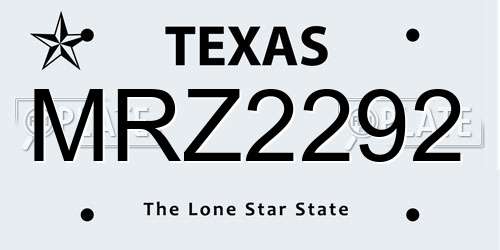 MRZ2292 Texas License Plate