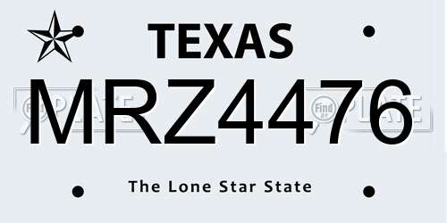 MRZ4476 Texas License Plate