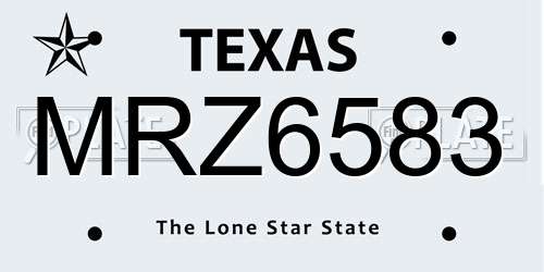 MRZ6583 Texas License Plate