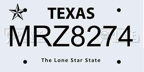 MRZ8274 Texas License Plate