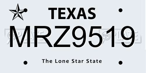 MRZ9519 Texas License Plate