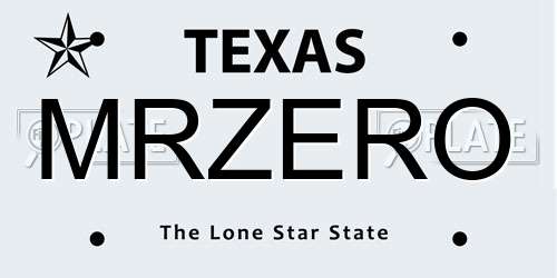 MRZERO Texas License Plate